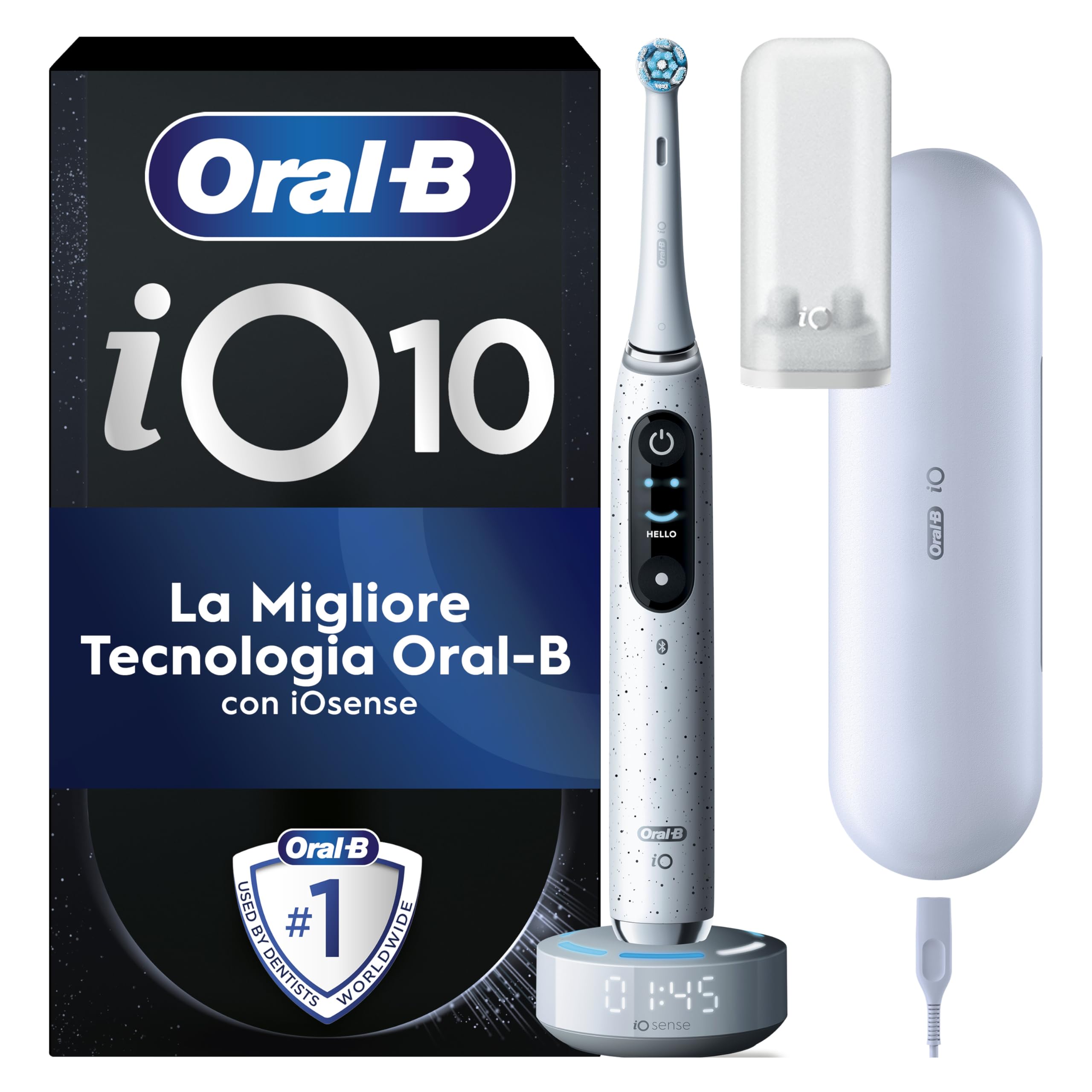 io 10 rechargeabile bianco toothbrush con accappatoio