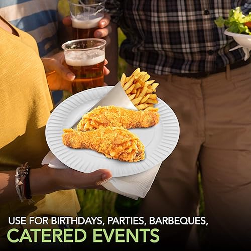 Miniatura 8 de Stock Your Home Platos de papel de 9 pulgadas sin revestimiento, platos desechables para uso diario, platos de papel de 9 pulgadas a granel, blanco,