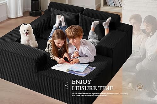 Miniatura 4 de HABUTWAY Sofás seccionales para sala de estar, sofá modular en forma de L de 105 pulgadas sin montaje, sofá modular con asiento profundo, juegos de