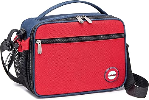 weiatas Lonchera pequeña con aislamiento para niños y niñas, para volver a la escuela, reutilizable, con correa extraĂble y bolsillo (rojo) weiatas Lonchera pequeña con aislamiento para niños y niñas, para volver a la escuela, reutilizable, con correa extraĂble y bolsillo (rojo)