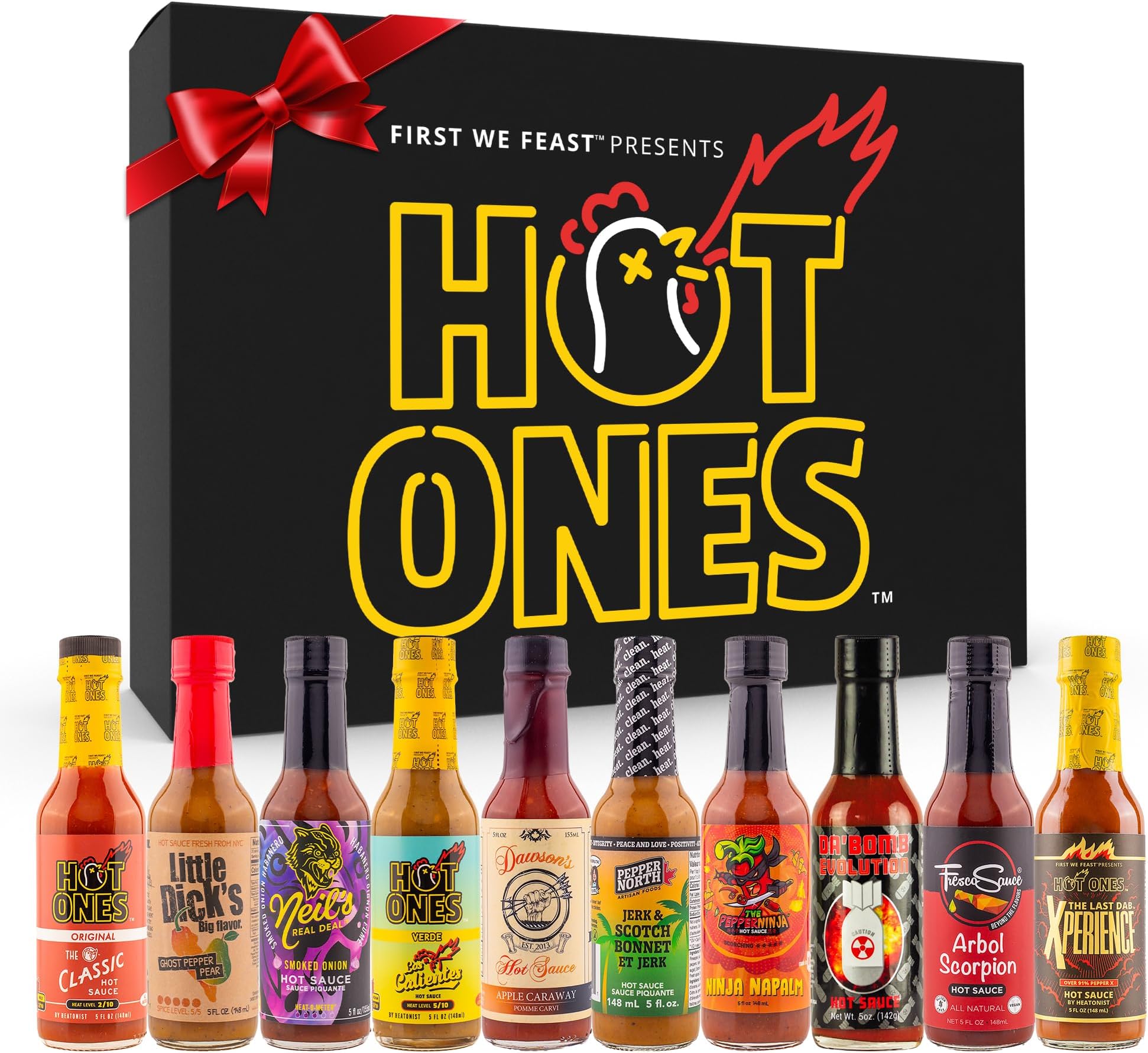 HOT ONES Hot Ones Hot Sauce Challenge Set - Season 25 Hot Sauce Gift Sets - Assorted Hot Sauce Pack Made With Natural Ingredients - Ex Gift Set