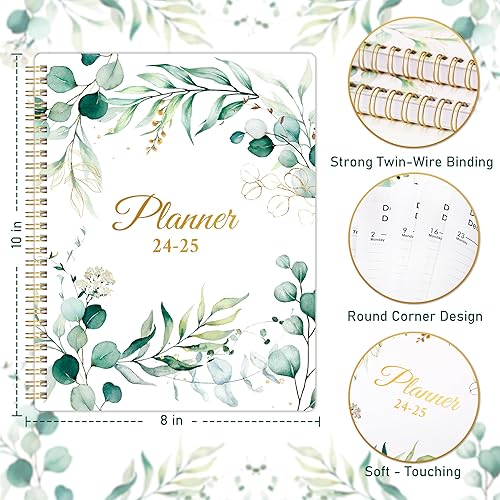 Miniatura 6 de Agenda 2024-2025 - Agenda académica 2024-2025, julio 2024 - junio 2025, 8 x 10 pulgadas, agenda semanal y mensual encuadernada en espiral, gran