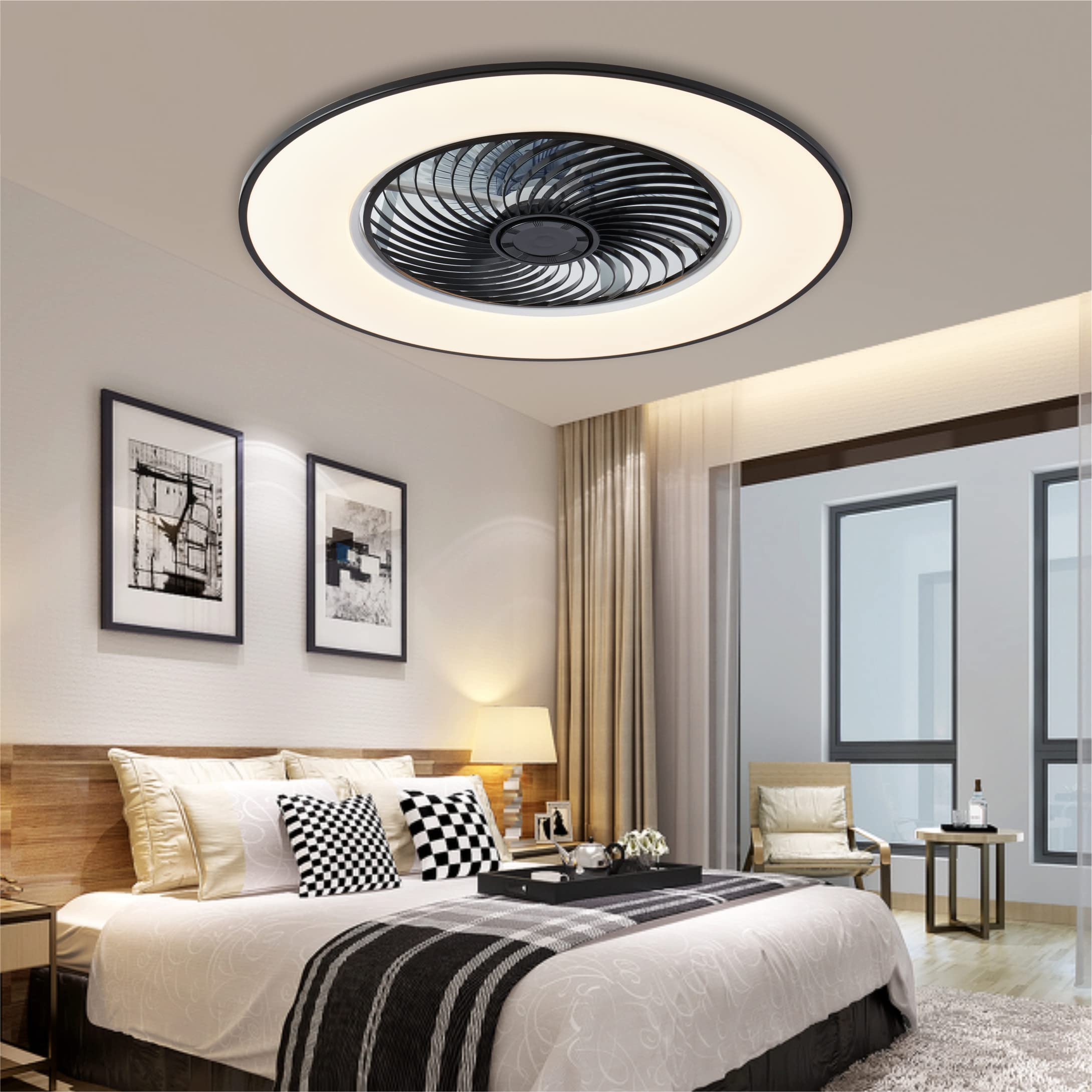 Buy Ceiling Fan with Light CHANFOK Modern Bladeless Ceiling Fan with