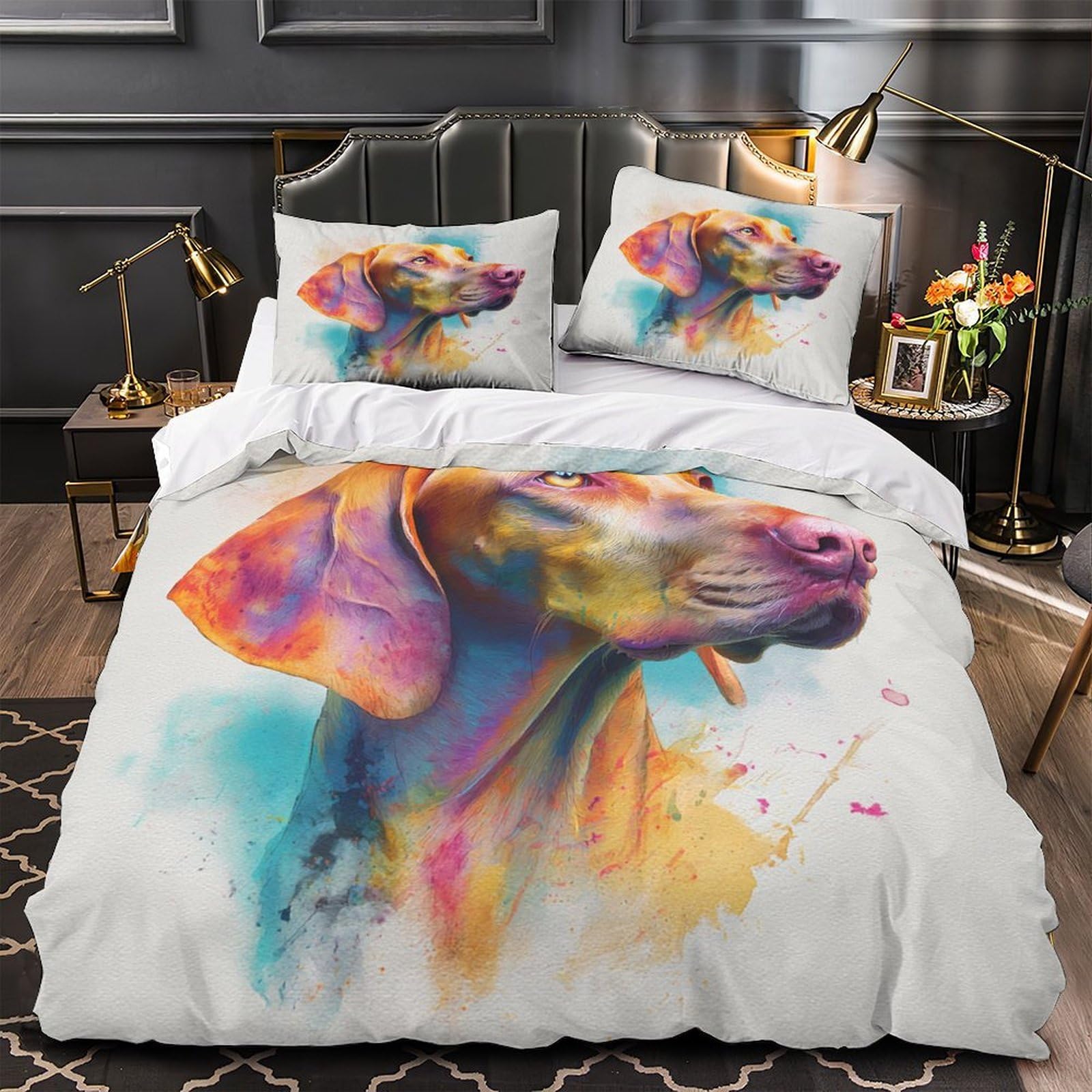 Parure de lit 3D microfibre ultra douce contre allergies housse 200x200