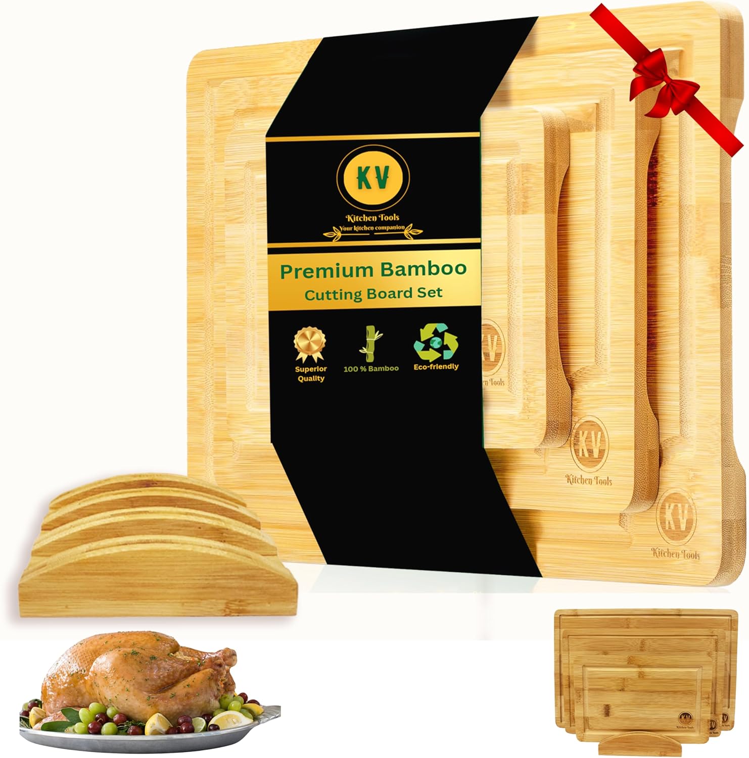 Bamboo cutting board set with Holder, Bamboo cutting boards