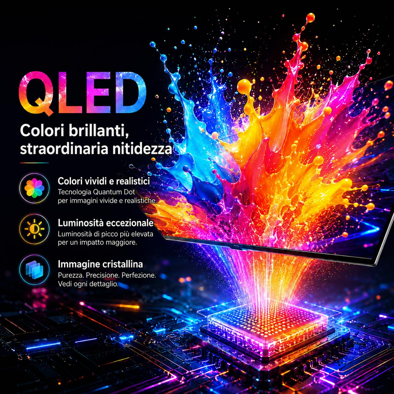 TuTu TU25Q1FQ-T8 Smart TV 25 Pollici (64 cm), QLED Full HD Collegato Televisione con Tizen OS, WiFi, Bluetooth, App Store, AirPlay, Tripla sintonizzatore (DVB-T/T2, DVB-C, DVB-S/S2), Molotov e Altro