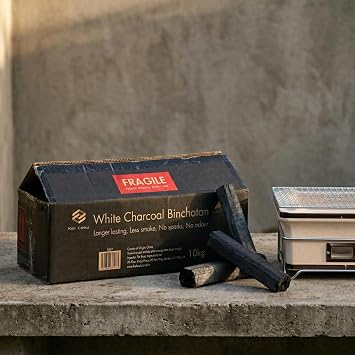 Emma Basic - White Charcoal Binchotan 10Kg | Konro Grill Charcoal | Smoke- Free | Odour-Free | Longer Burning
