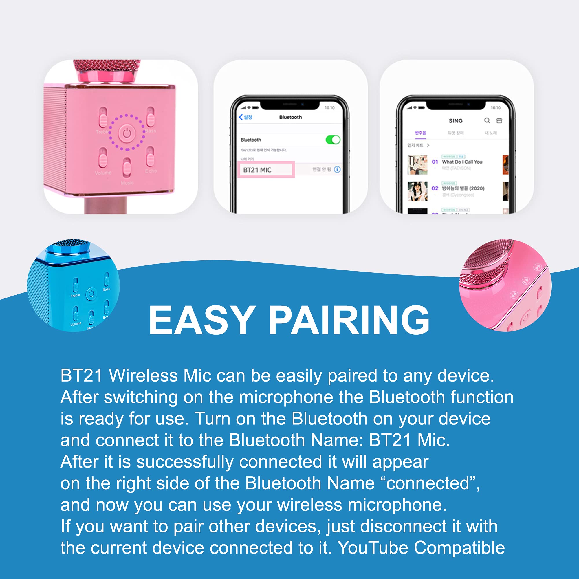 ROYCHE BTS Bluetooth Wireless Mic & Speaker, All Seven BTS Characters