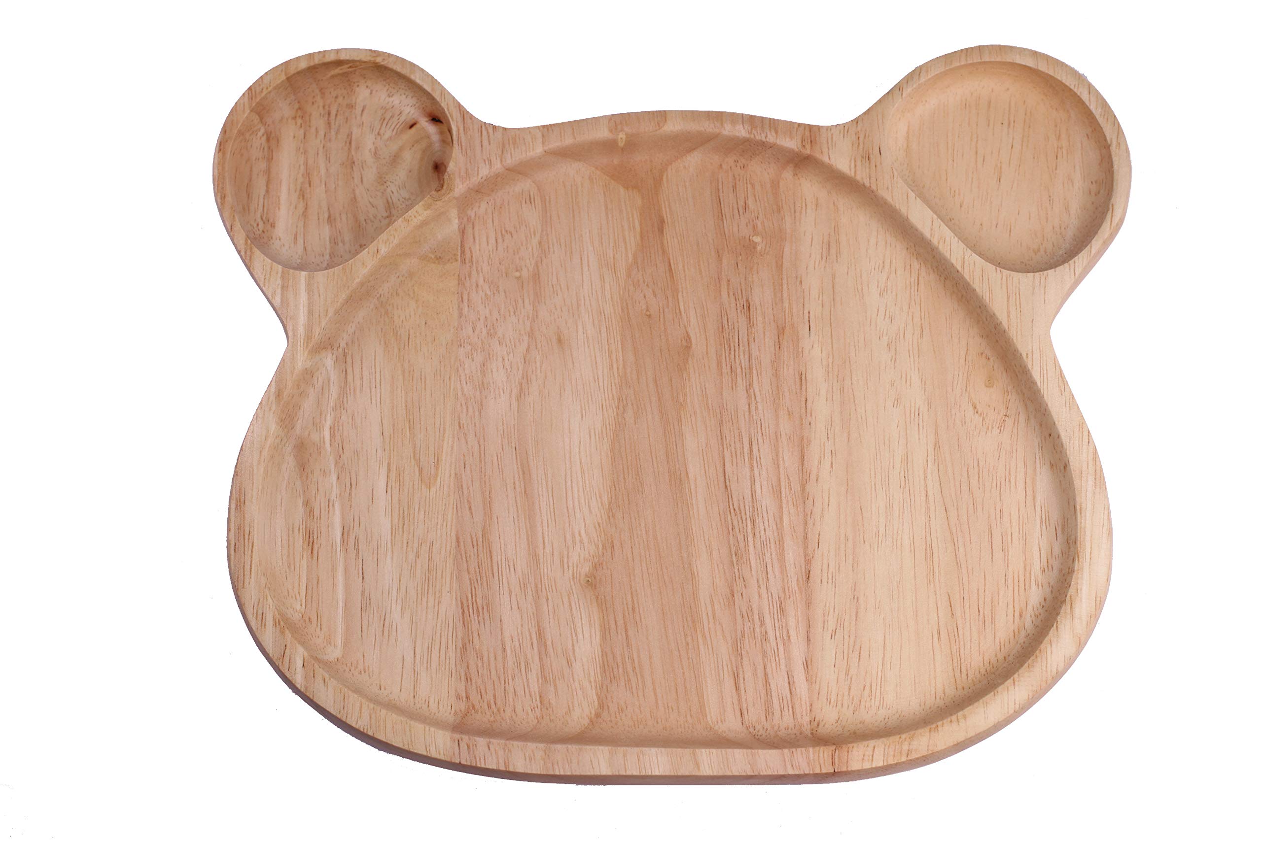 Redchocol8 Grain Redchocol8® Natural Wooden Bear Plate Serving Tray Tea Food Server Dishes Handmade Gift Rubberwood