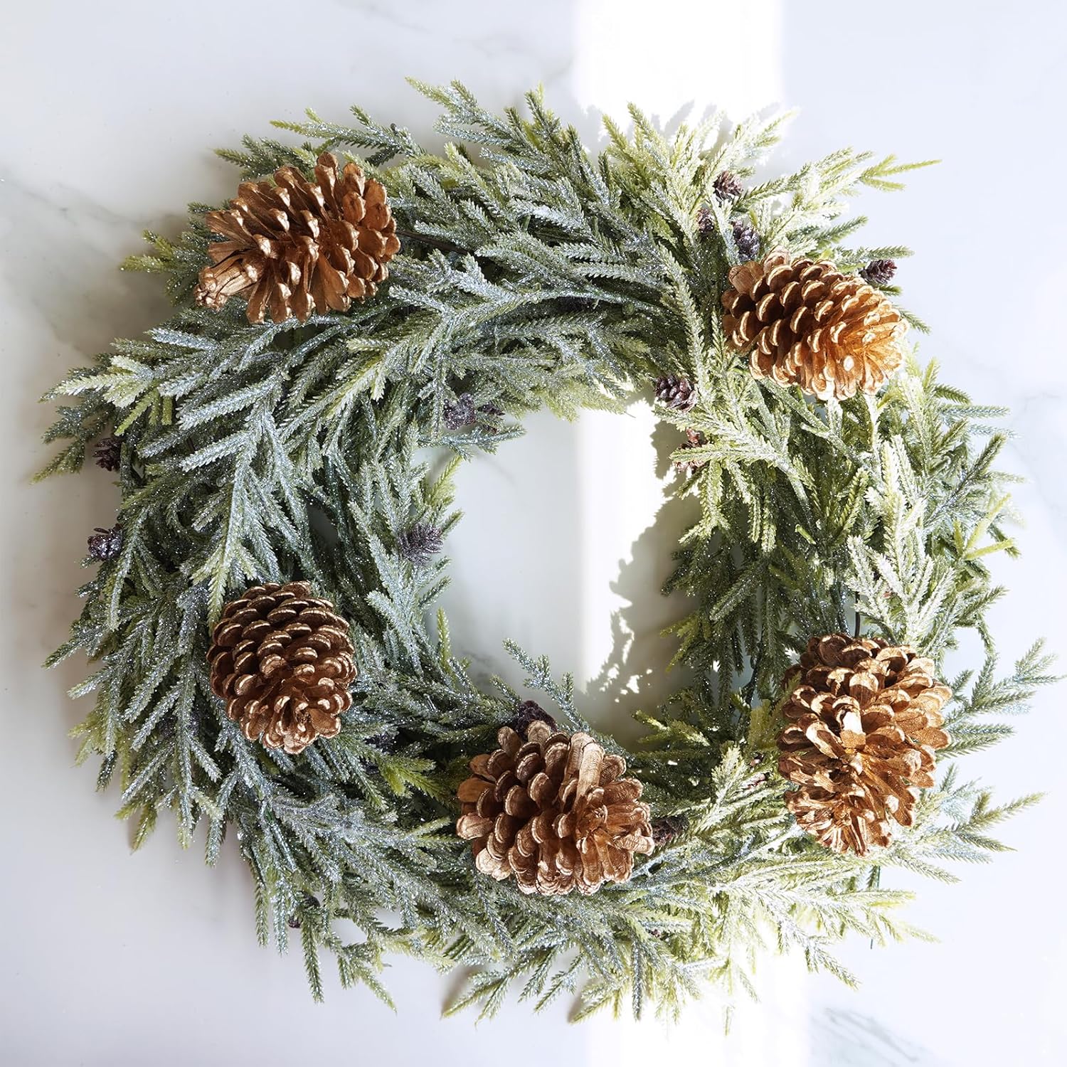 Winlyn 12 Pcs Gold Pine Cone Picks Christmas Natural Pinecone Sprays Decorative Medium Pinecone Stems 8.5" Tall for Christmas Tree Floral Arrangements Wedding Holiday Crafts Seasonal Wreath