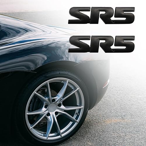 Miniatura 3 de 2 emblemas SR5 V6 SR5 para guardabarros laterales para maletero y portón trasero, calcomanía de metal adecuada para Tacoma (negro)