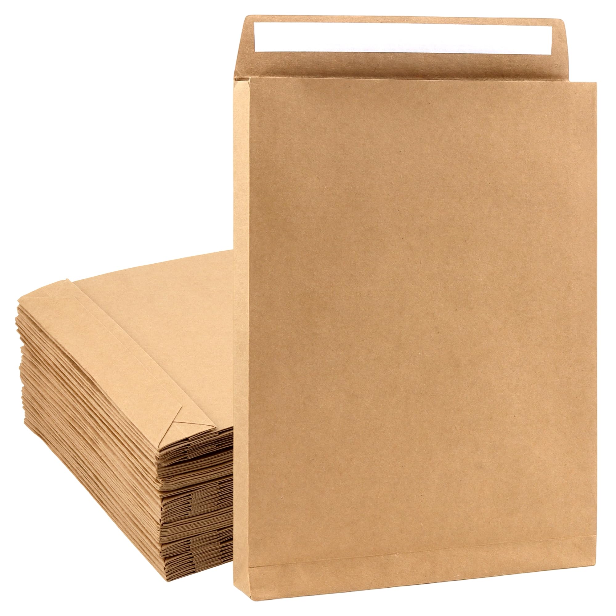 JAPCHET 20 Pack Gusset Kraft Envelopes, A4 Large Expandable Brown Envelope Self Seal for Document, Business File, Photos