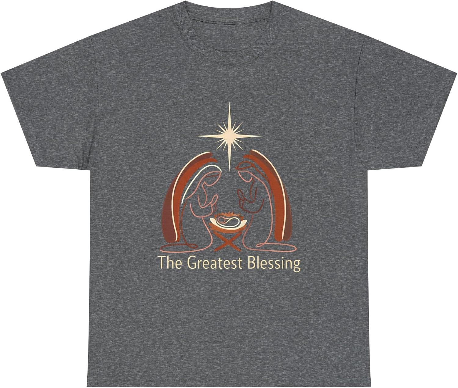 The Greatest Blessing Christian Christmas Nativity Scene Jesus Manger Religious Holiday Boho Minimalist Line Art Graphic Graphite Heather