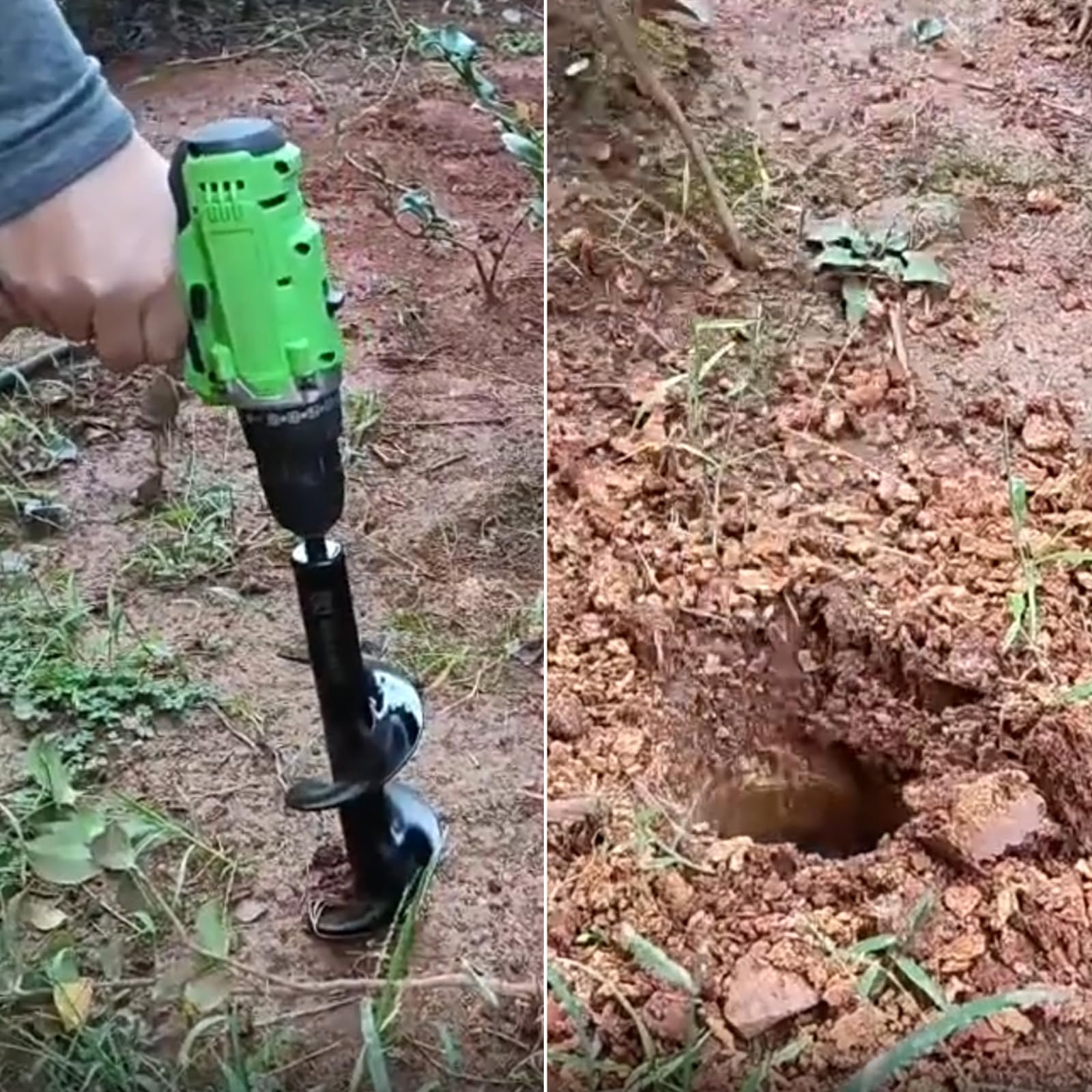 Erdbohrer für Akkuschrauber 10x30cm, Gartenbohrer mit Sechskant-Schaft für Bohrmaschine, Pflanzbohrer Spiralbohrer Grabungswerkzeug für Blumenzwiebeln, Pflanzen, Sträucher, A3-Stahl Schwarz