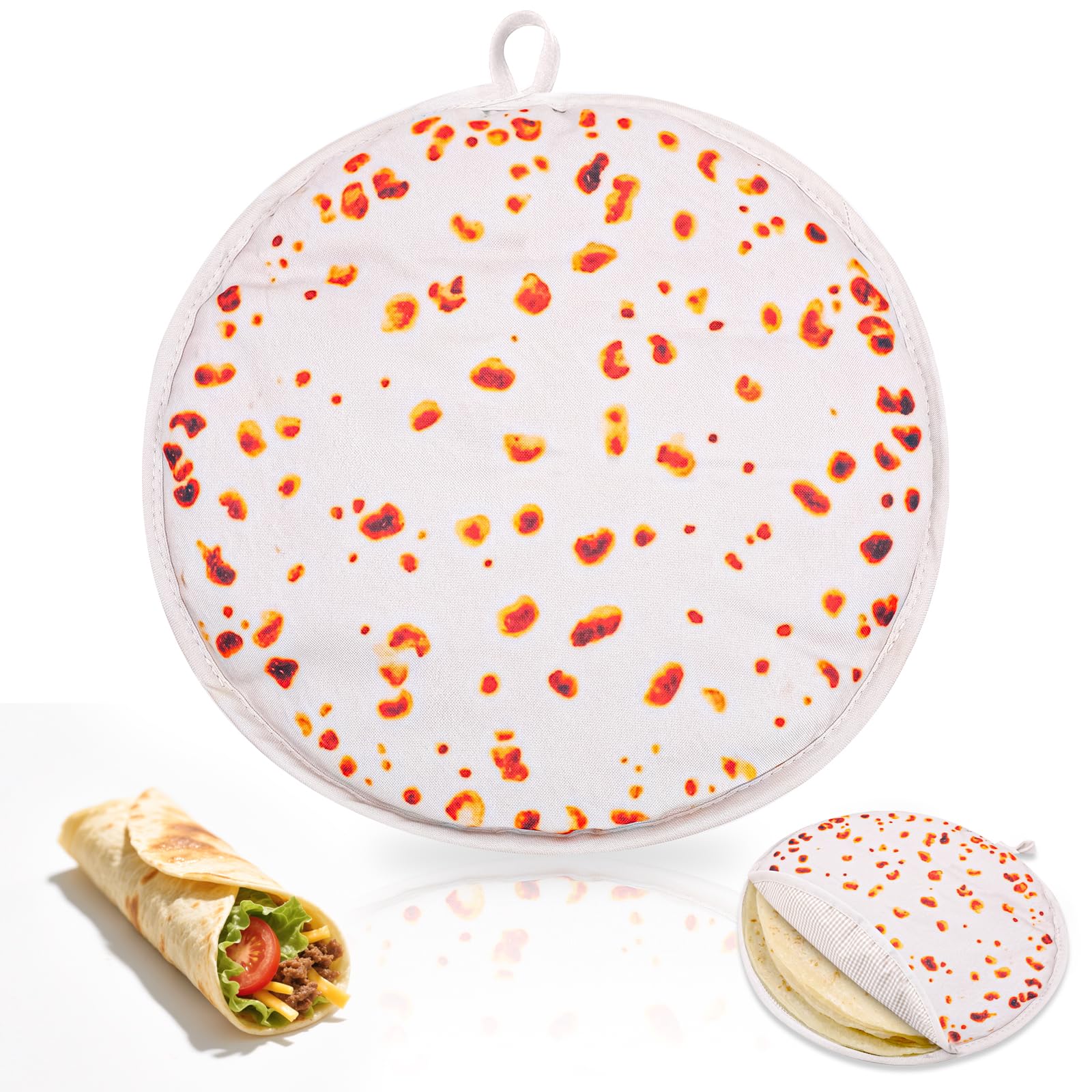 MOPOOR Tortilla Warmer Pouch 12 Inch Insulated & Microwaveable Fabric Tortilla Keeper Holder Keeps Warm Corn Flour Taco Pizza Bread One Hour - View #7