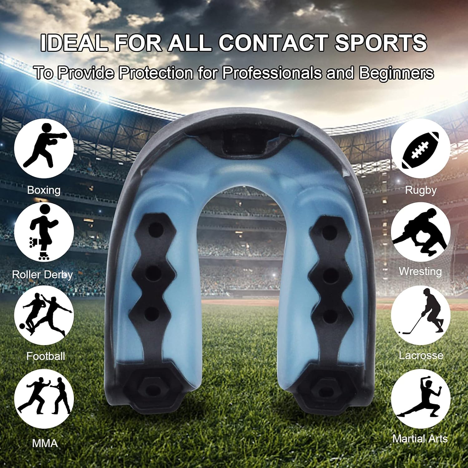 Football Mouth Guard | 4-Pack Mouth Guard Sports Football Youth Mouth Guard Sport Hockey Mouthguard with Strap, Football Mouthpiece for Professionals and Beginners & Basketball, Lacrosse, MMA, Boxing : Sports & Outdoors