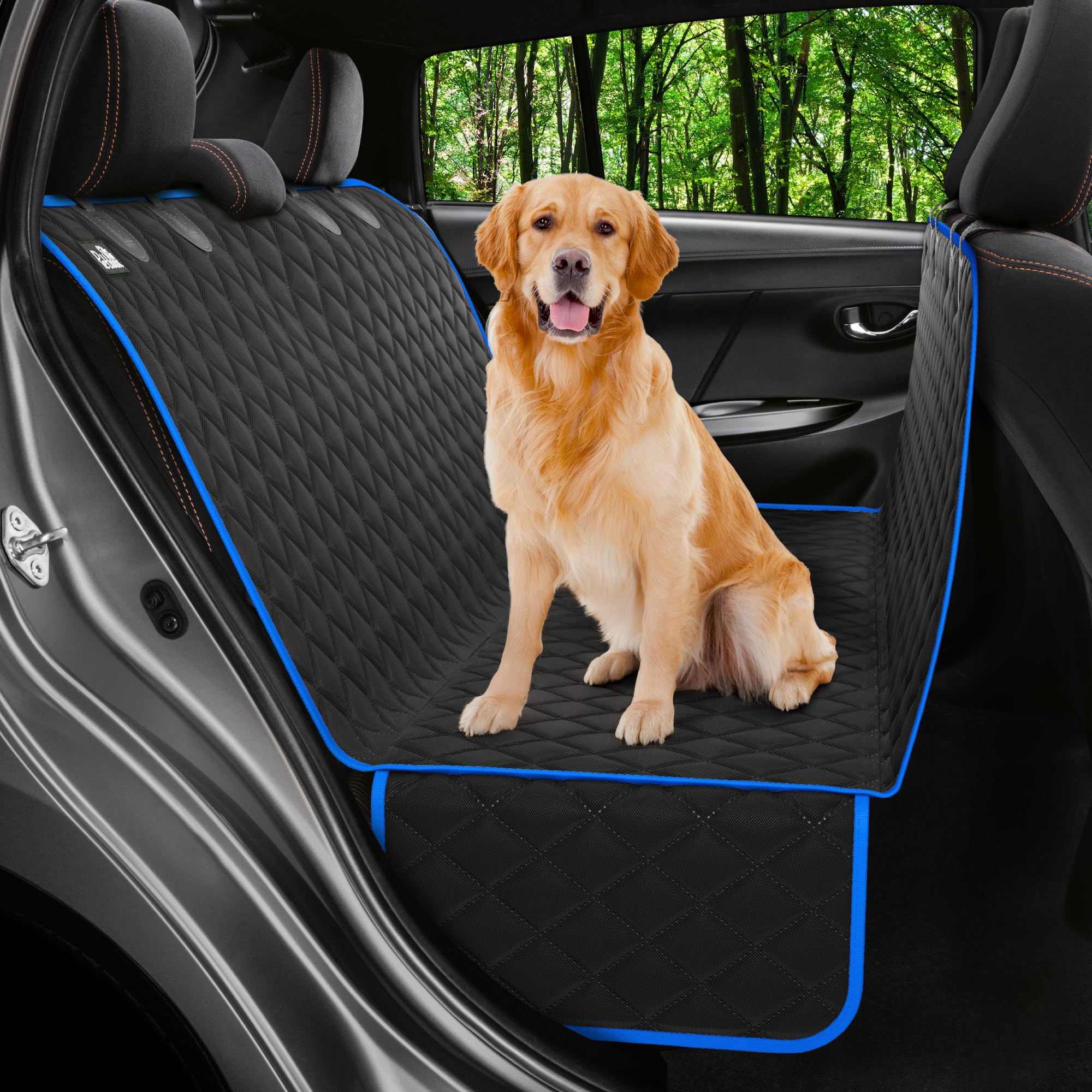 Petloox Dog Car Seat Cover for Back Seat, Waterproof Hammock for Car, SUV & Truck, Non-Slip Backseat Cover for Dogs, Heavy-Duty Dog Hammock Style Seat Protector Pets, Easy to Install & Clean
