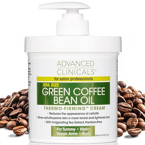 Advanced Clinicals - Crema hidratante y adelgazante con grano de café verde, loción anticelulítica para piernas, brazos y cuerpo, crema reafirmante,
