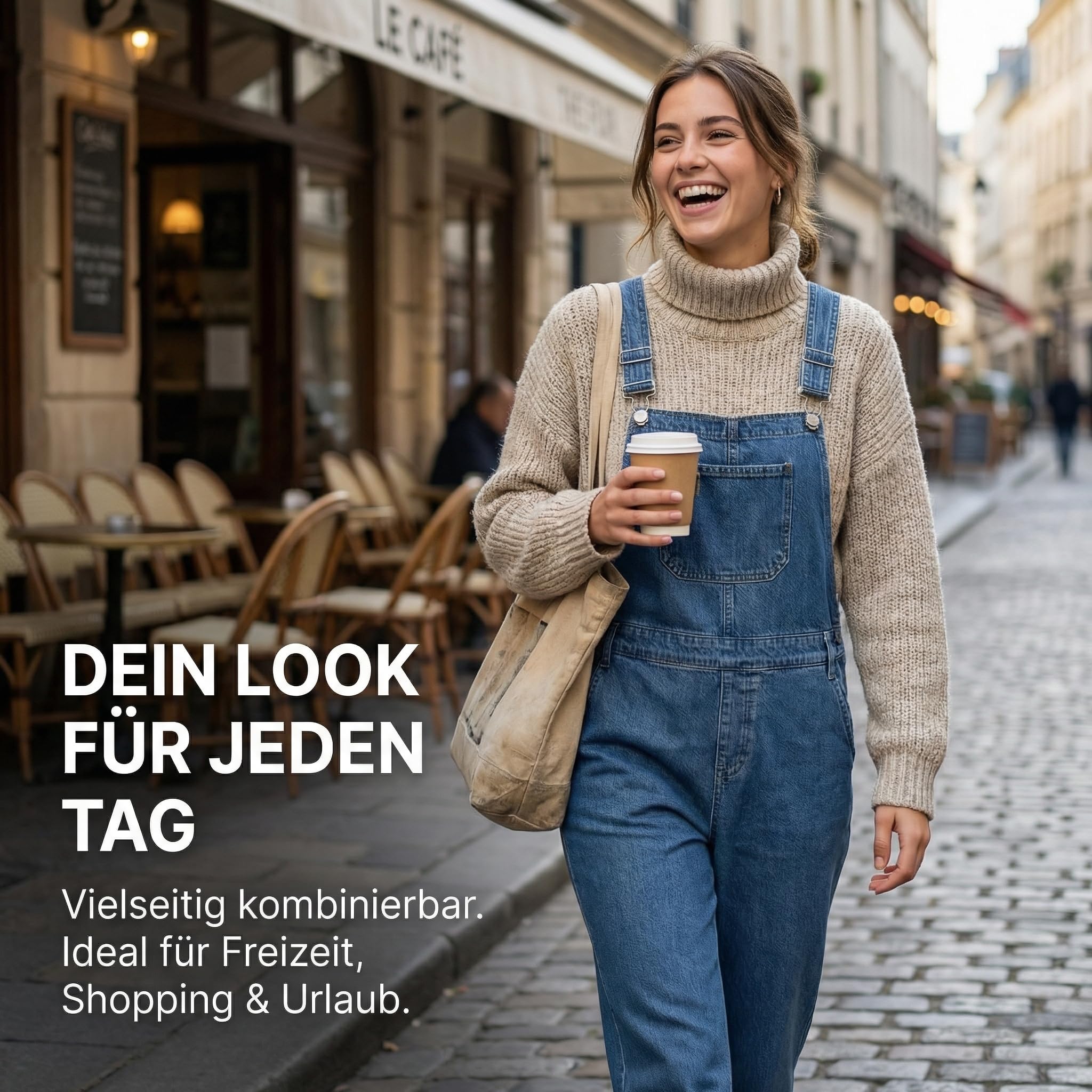 Salopette Donna Jeans in Denim Oversize, Pantaloni Lunghi con Spalline Regolabili e Tasche, Tinta Unita, Stile Casual per Lavoro e Tempo Libero