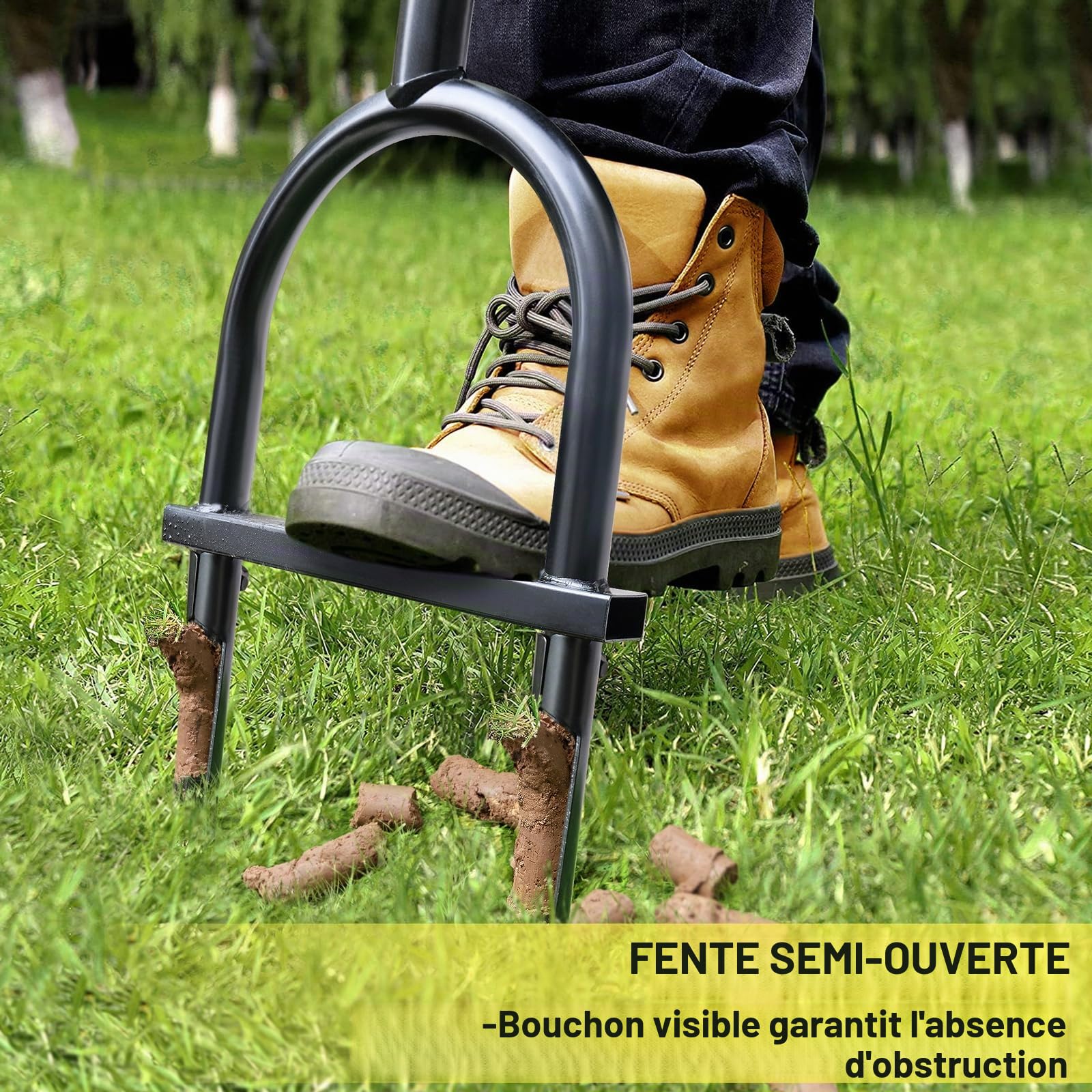 Jardineer Aérateur de pelouse - Aérateur manuel pour compacter le sol - Aérateurs d'herbe pour petites cours, jardin, pelouse