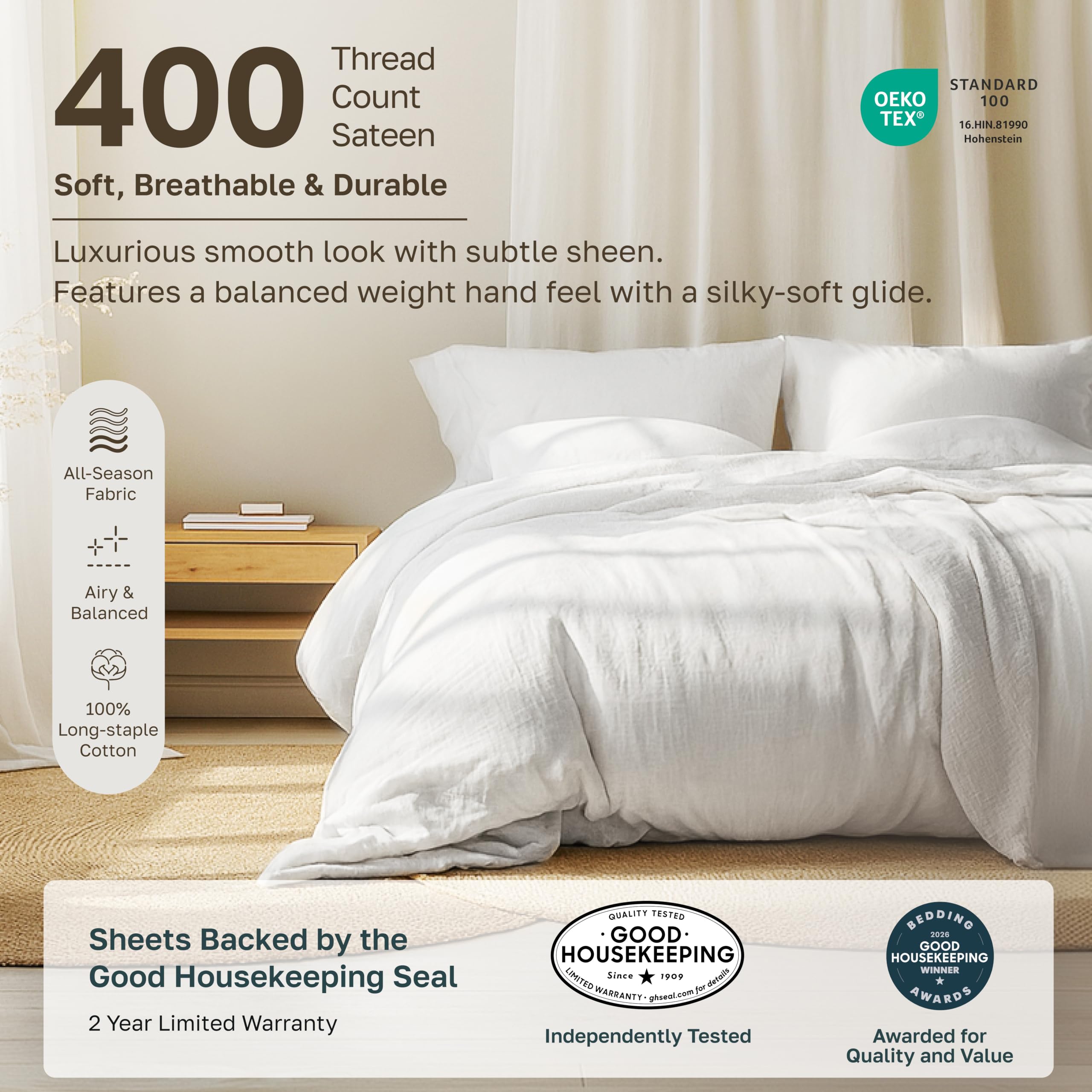 Best Sheets on Amazon in 2026: 5 Top-Rated Picks Verified 3 CaliforniaDesignDen California Design Den Soft 100% Cotton Queen Sheet Set, 400 — product photo