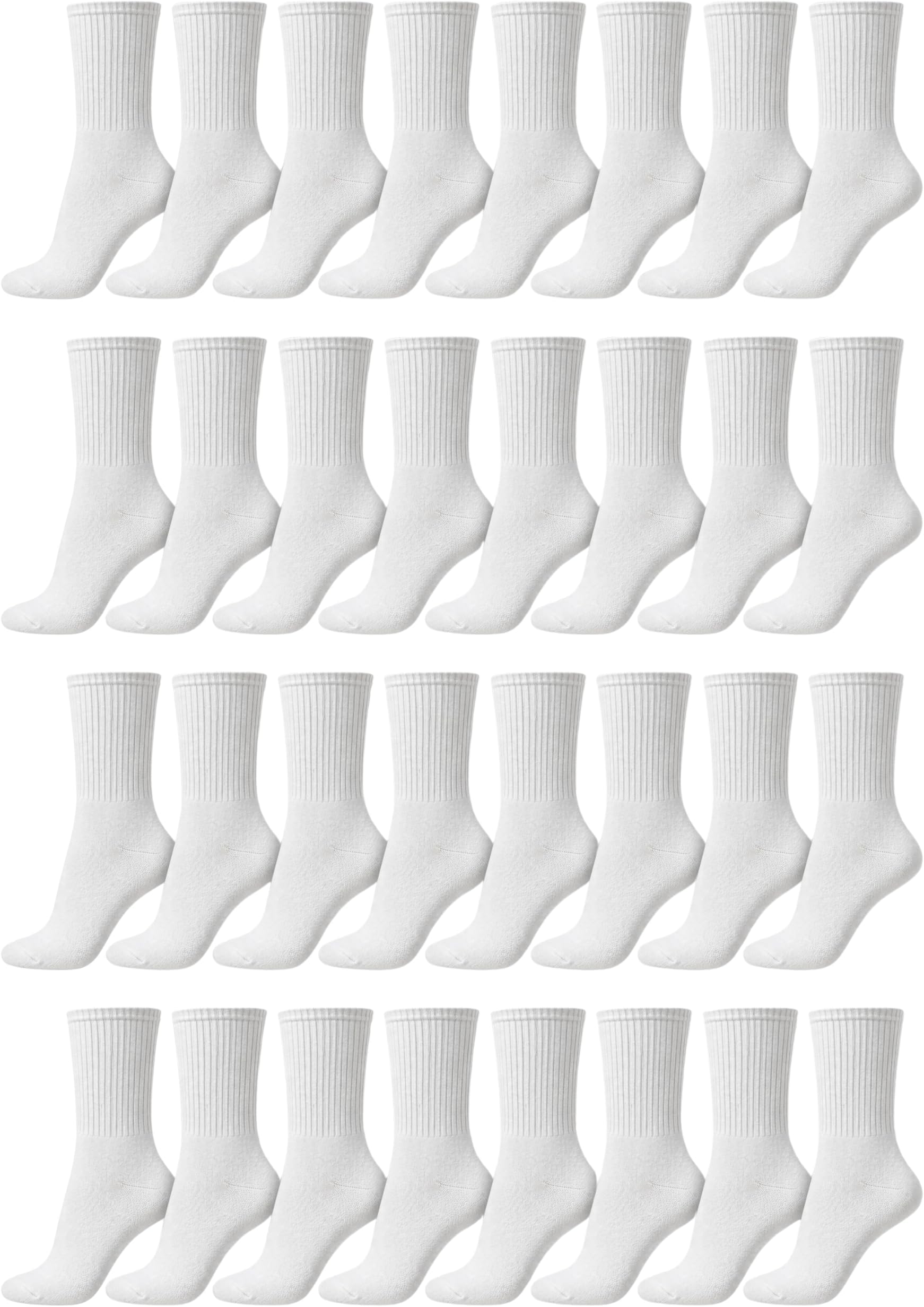 24 Pairs Cotton Crew Socks, Unisex Men Women Athletic Sport Moisture Wicking Athletic Active Bulk Pack