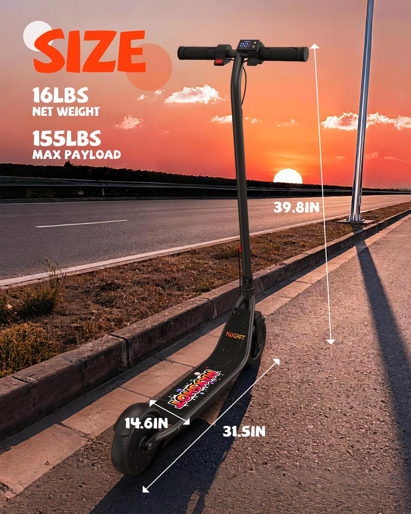 Maxshot Electric Scooter, 8.5" /10" /14" Tire, 16/19/22 Mph Top Speed, 12/16/21/27/28/49/50 Miles Long Range, Folding Escooter for Adults and Kids with Seat Bag, Dual Braking, Dual Suspension, App