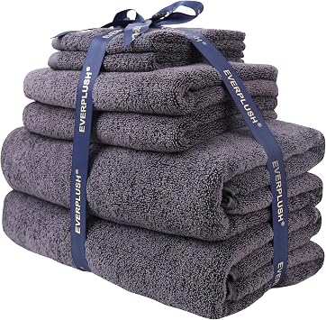 Everplush Classic 6 Pcs Luxury Bath Towels Sets,Highly Absorbent and Quick Dry Extra Large Bath Towel, Super Soft Towel for Bathroom, Pool, Swim Charcoal, Bath Towels 6PK