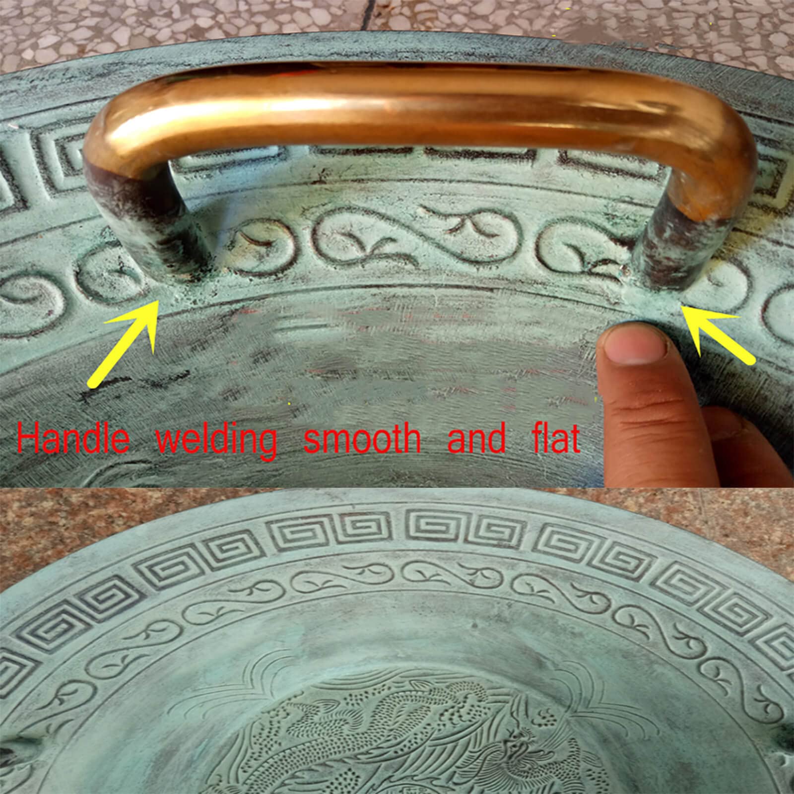 Okrągła umywalka do mycia naczyń, miedź umywalka ślubna zlew domowy miedziana miska do pedicure antyczny brąz umywalka ślubna miedziana umywalka, 28.5CM/689