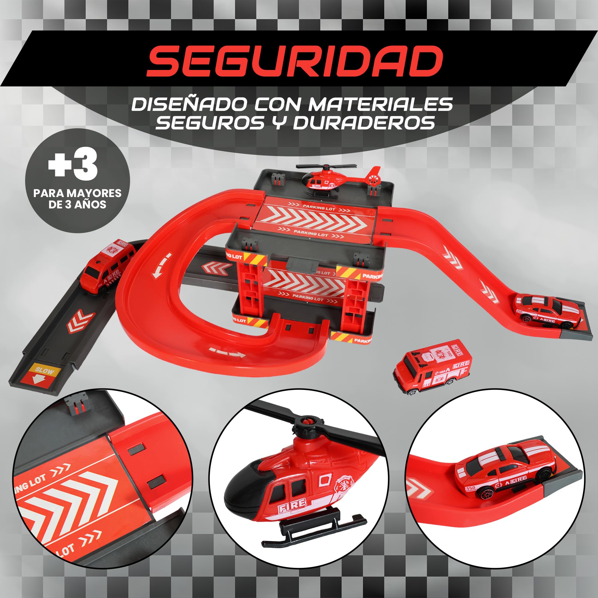 Elisium Juguetes Niños 3 años, Circuito De Coches Infantil con Parking, Pistas y 19 Piezas Niños y Niñas de 2, 3 y 4 Años -Juguete de Pista de Carreras con Garaje, Regalos Originales.