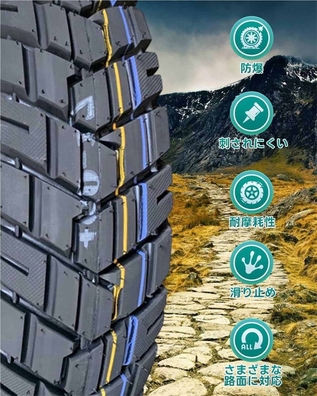 110/90-17 Pneumatico Tubeless, Pneumatico Off-Road con Profilo Knobby Resistente Alle Forature, Parete Rinforzata for Motocicletta, ATV, Tutti i Terreni
