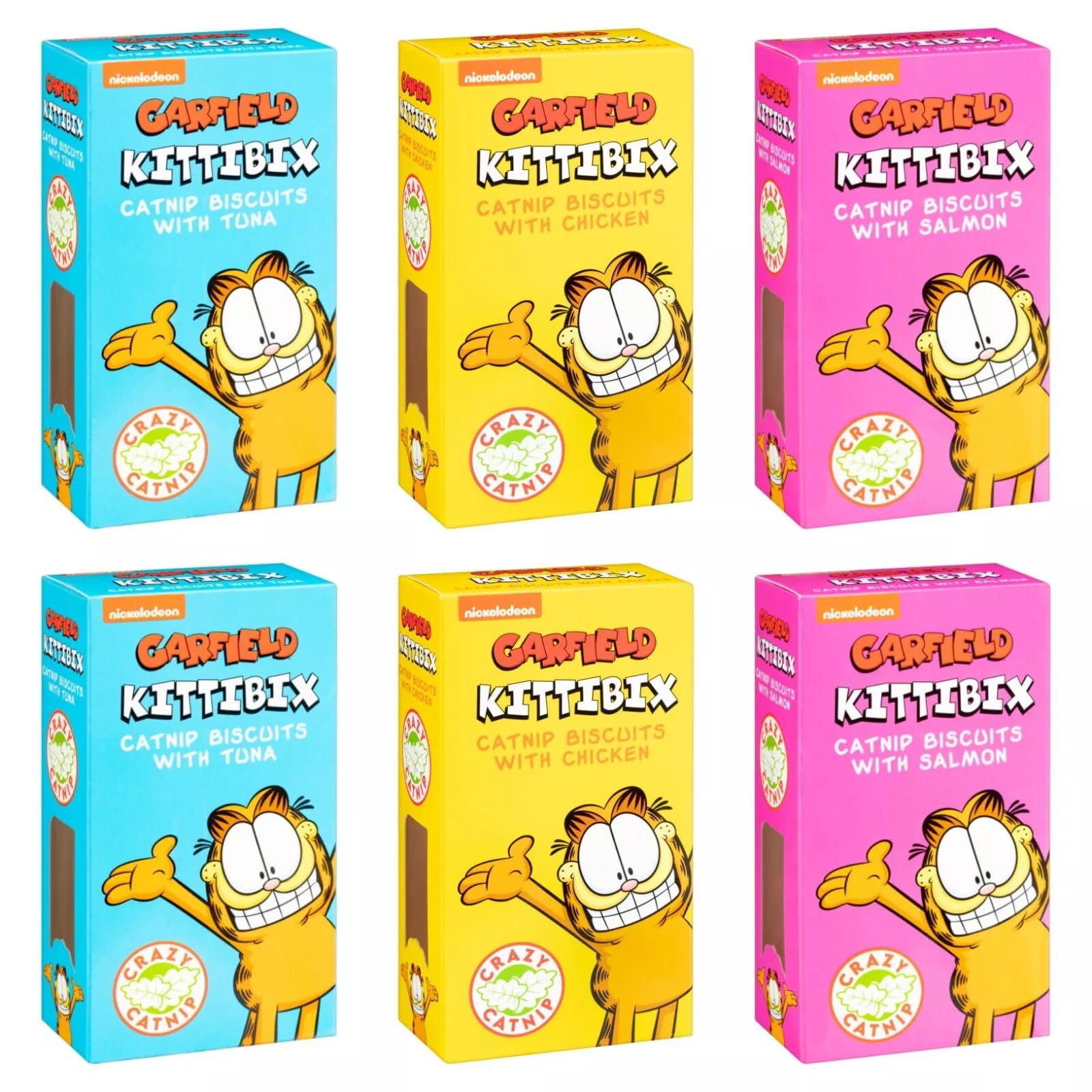 Garfield Chicken Salmon Tuna Kittibix Catnip Biscuits Catnip Treats For Cats 6 Pack Bundle