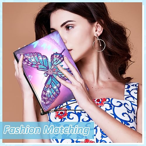 Miniatura 7 de Silkfly 6 monederos de pintura de diamantes, bolso de mano con diamantes para bricolaje, bolsas de pintura de piel sintética, cartera de pulsera