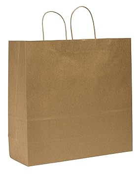 Duro ID# 87130 Downtowner Shopping Bag 65# 100% Recycled Natural Kraft 200pk 6 x 16 x 19-1/4
