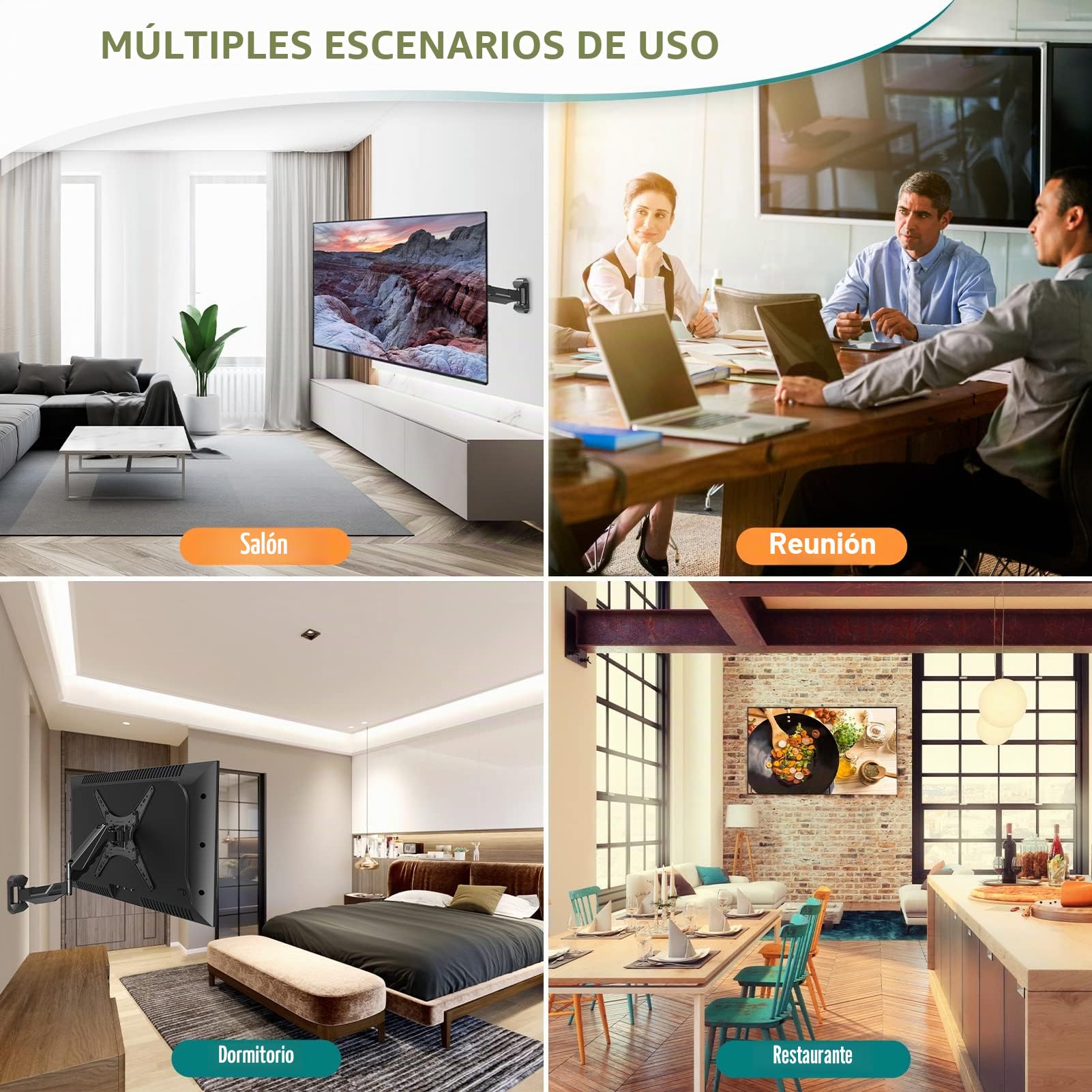 ELIVED Soporte de pared regulable en altura para la mayoría de televisores LED, LCD, OLED planos o curvados de 23 a 55" con VESA 100 x 100 mm-400 x 400 mm hasta 25 kg, soporte de ángulo de movimiento