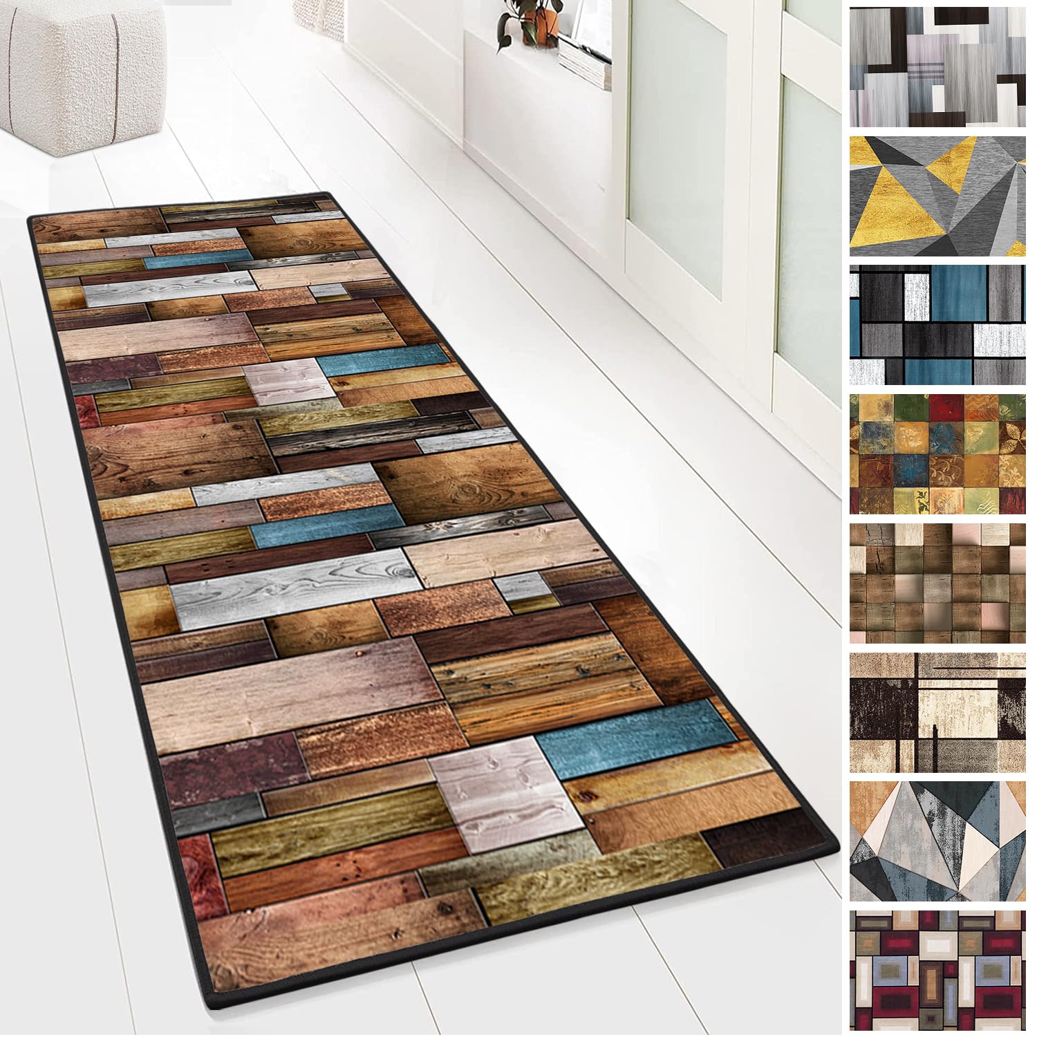 Tapis d'entrée antidérapant beige résistant pour la cuisine et la chambre