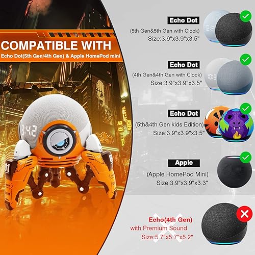 Miniatura 2 de Soporte para Echo Dot 5ª 4ª generación, soporte de altavoz para Dot 5ª y 4ª generación para niños, accesorios de punto ABS, Homepod mini, sin