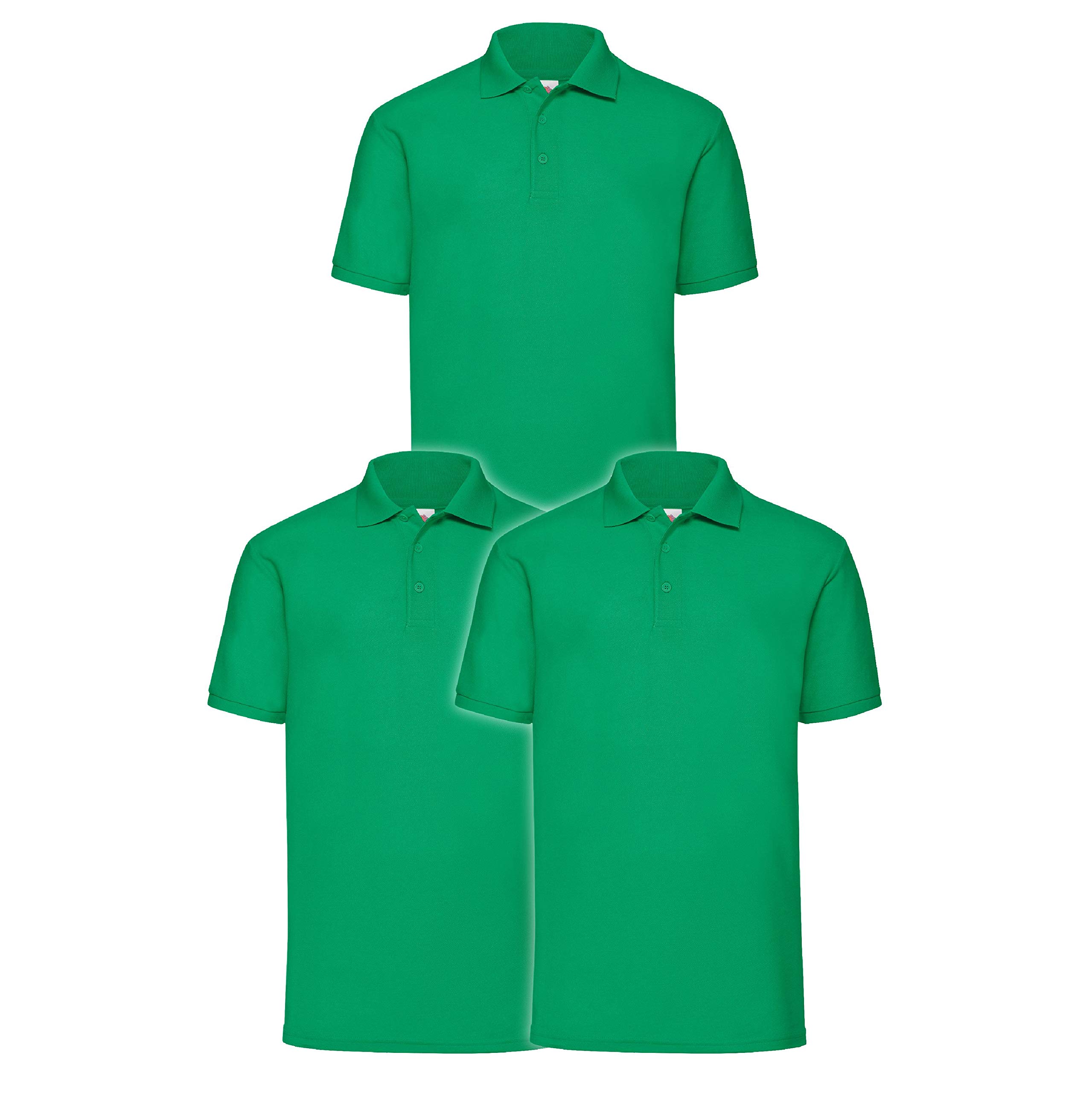 Fruit of the Loom Men’s Polo Shirt, Pack of 3 - Green - XX-Large