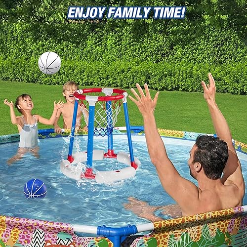 Miniatura 7 de HYES Aro de baloncesto flotante sin tablero, rojo