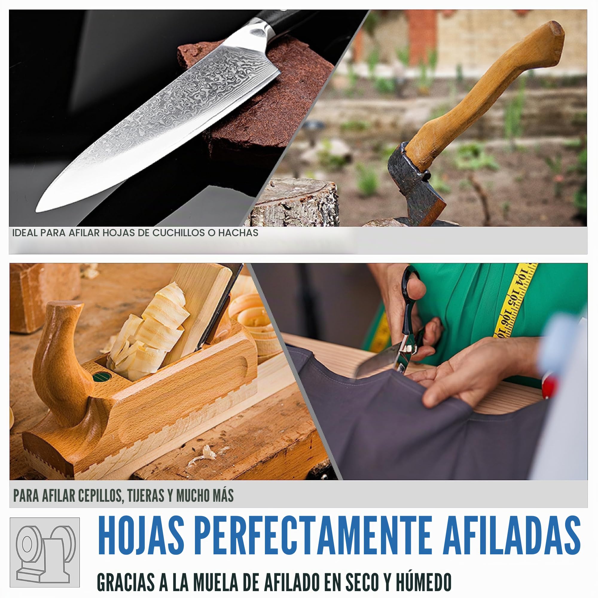 Güde 55238 GNS 150/200-55238 - Lijadora en seco y húmedo con motor de condensador y carcasa de metal estable, incluye disco abrasivo de 200 y 150 mm de diámetro, 250 W, 2950 min-1, color azul