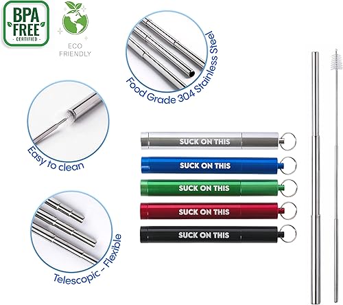 Miniatura 6 de MilkToast Brands Suck On This Reusable Metal Straws, un regalo sarcástico y ecológico (verde) Talla única