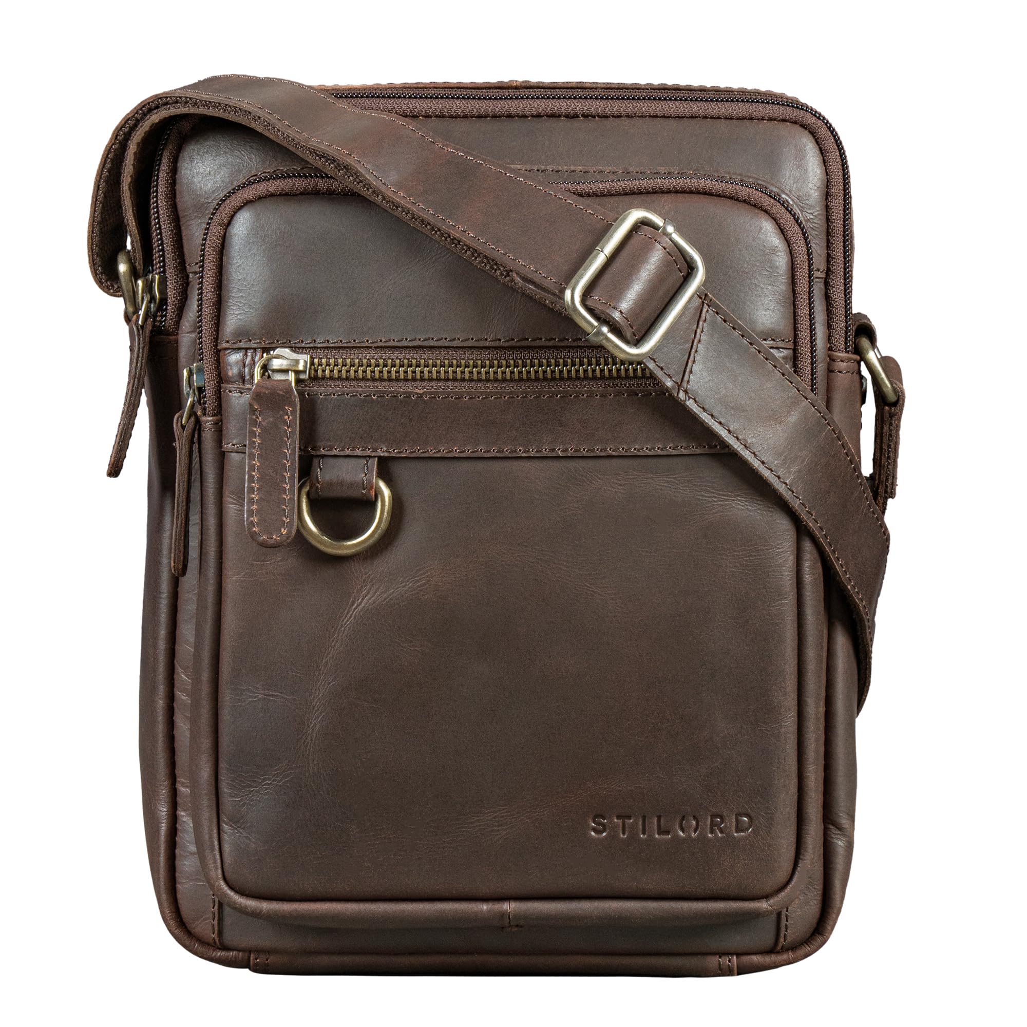 STILORD "Orion Borsa a Tracolla in Pelle per Uomo | Piccola Borsa Vintage per iPad 10,9 Pollici | Borsa a Spalla in Vera Pelle Colore:nero