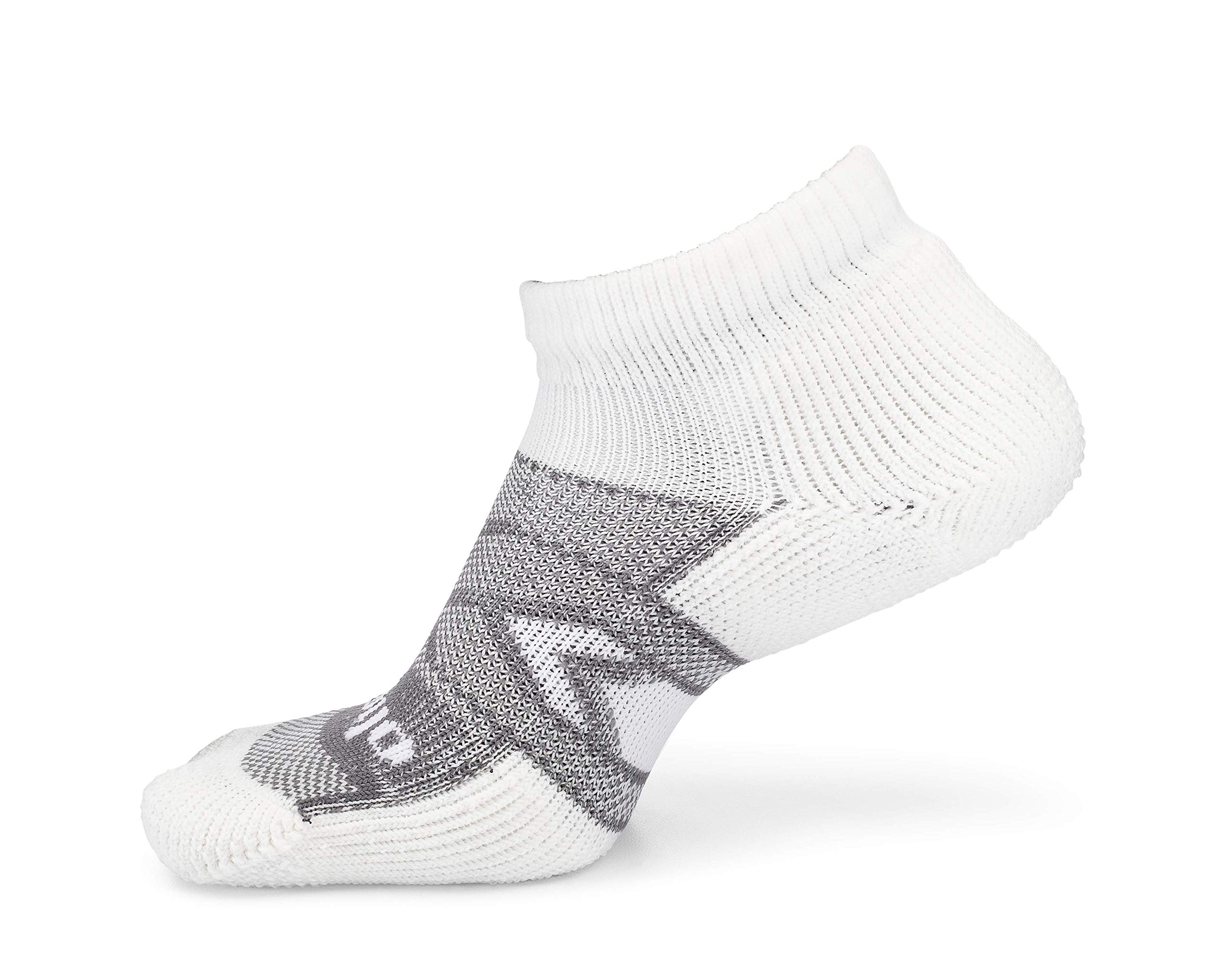 Thorlos Unisex 12-Hour Shift Work Maximum Cushion Ankle, White/Grey Accent, Large