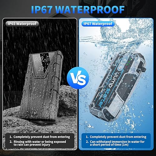 Miniatura 8 de Arrancador de 12 V 2000 A con PD de 100 W de carga rápida y batería impermeable IP67, arrancador portátil para automóvil, batería muerta, gancho