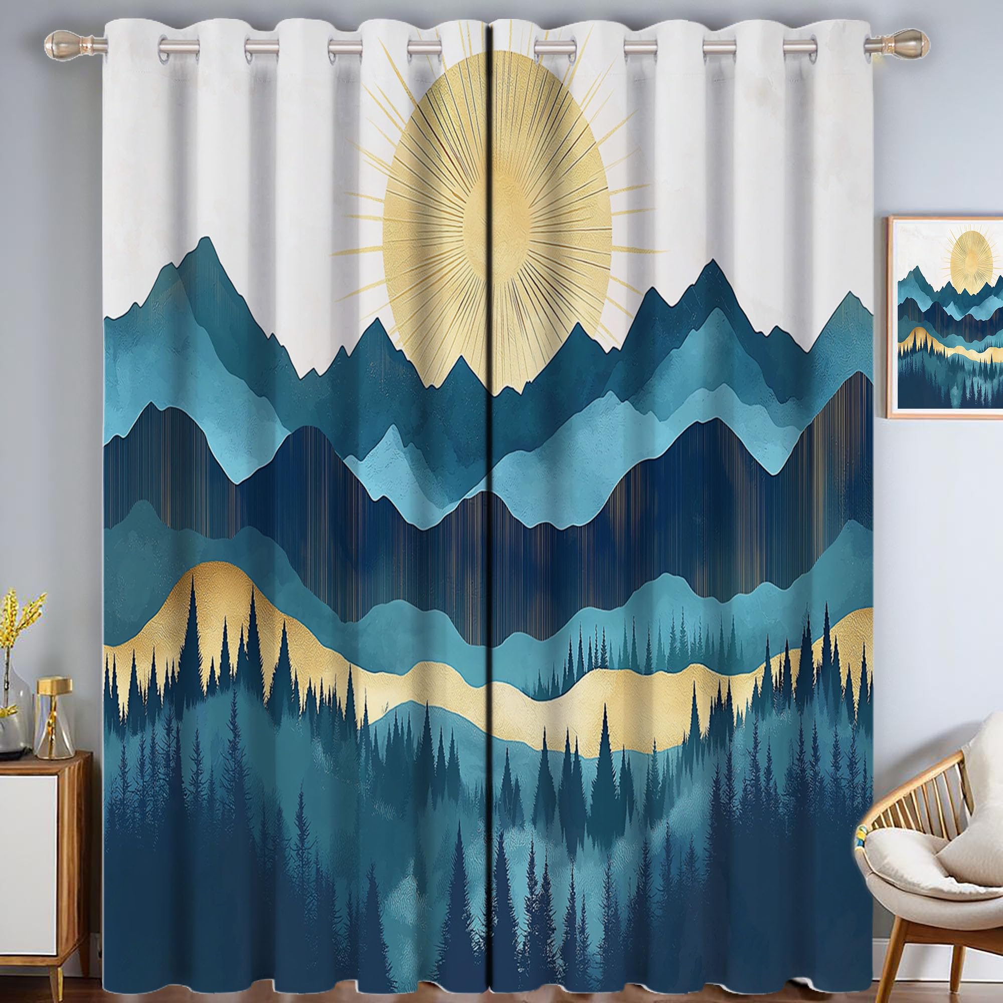 Rideaux avec motif feuille d'or haut de gamme et velouté pour intérieur