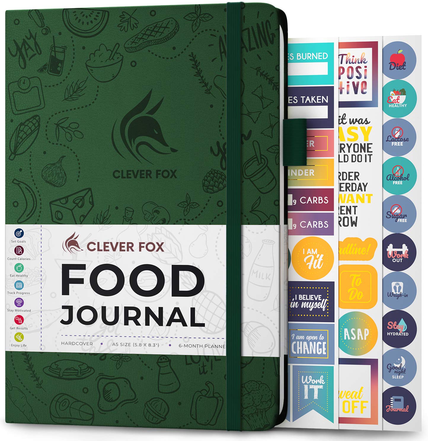 Clever Fox Food Journal - Daily Food Diary, Meal Planner to Track Calories & Nutrients, Weight Loss Tracker Notebook, A5 (Forest Green) โ image 1