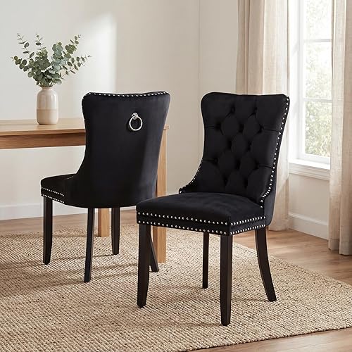 Miniatura 56 de Sillas de Comedor Juego de 4 sillas de comedor de terciopelo azul claro, Silla tapizada de tela para cocina y comedor, sillas de comedor modernas de