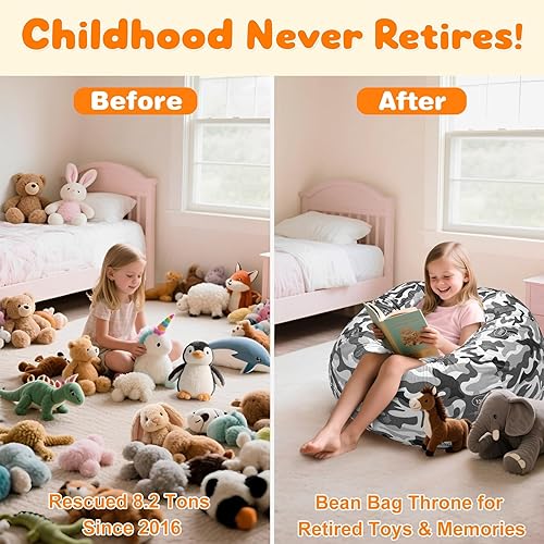 Miniatura 2 de Lukeight Puf de almacenamiento de animales de peluche para adultos y adolescentes sin relleno, puf de terciopelo de peluche, bolsa de almacenamiento