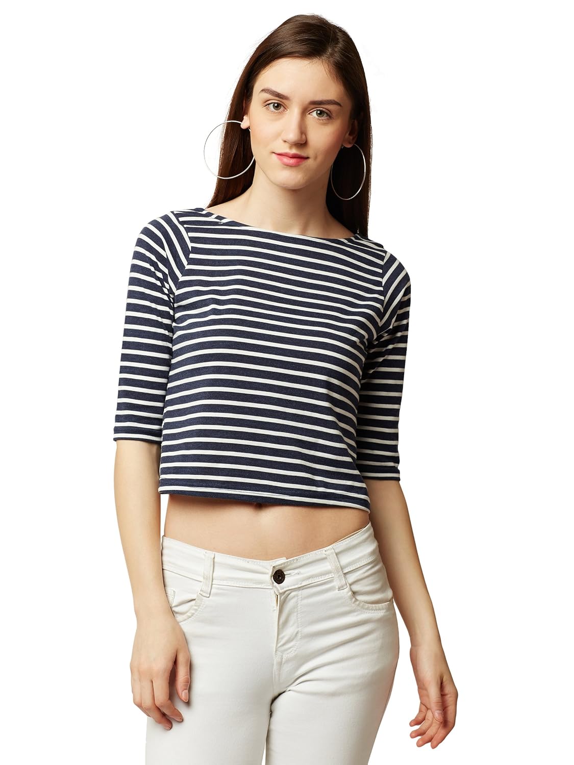 Miss Chase Women’s Maroon and White Cotton Striped Crop Top Miss Chase Women’s Maroon and White Cotton Striped Crop Top