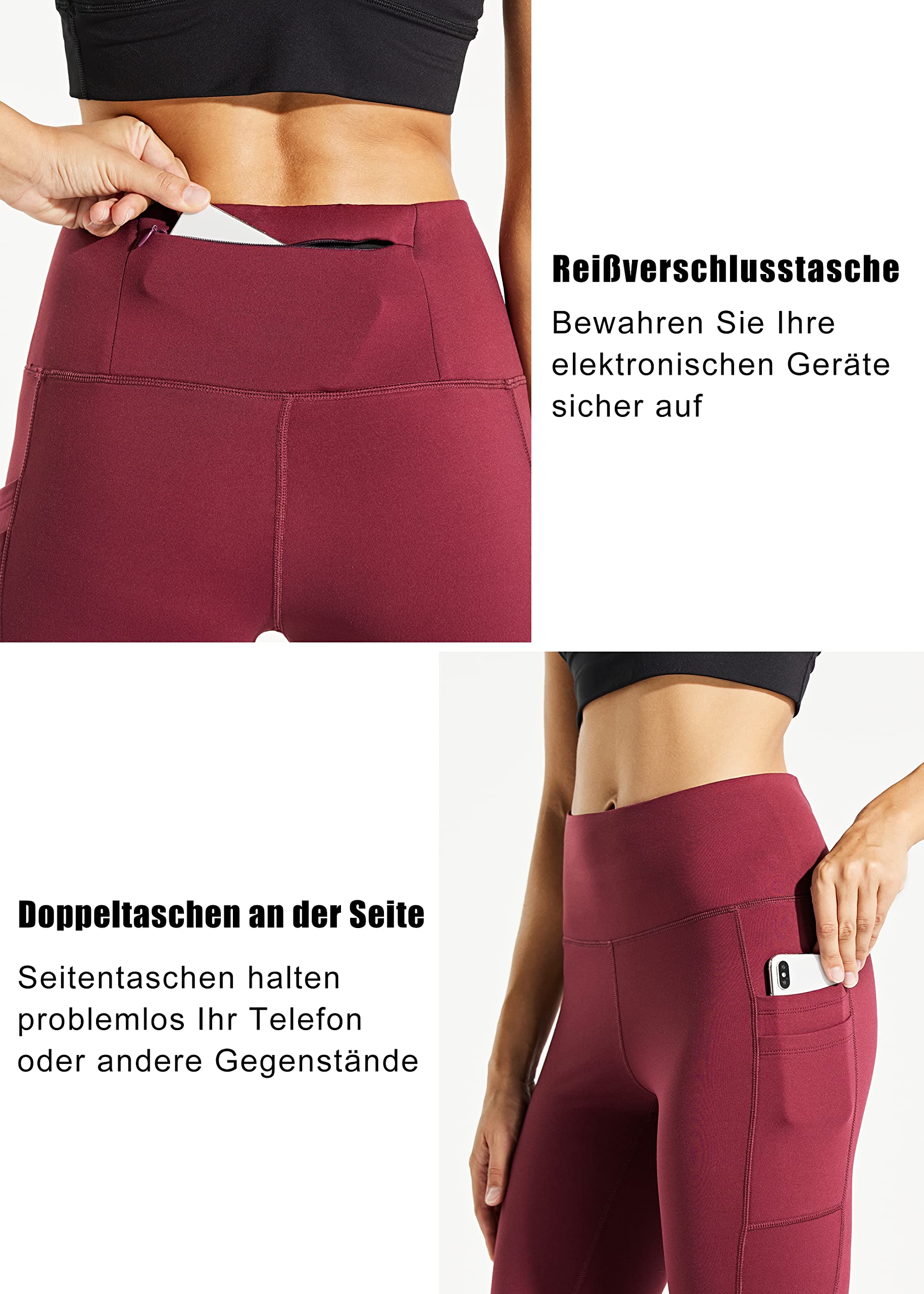 Comallan Leggings Termico Donna Invernali Impermeabili Pantalone per Corsa Trekking Yoga Neve Fitness Sport Foderati in Pile e con Tasche